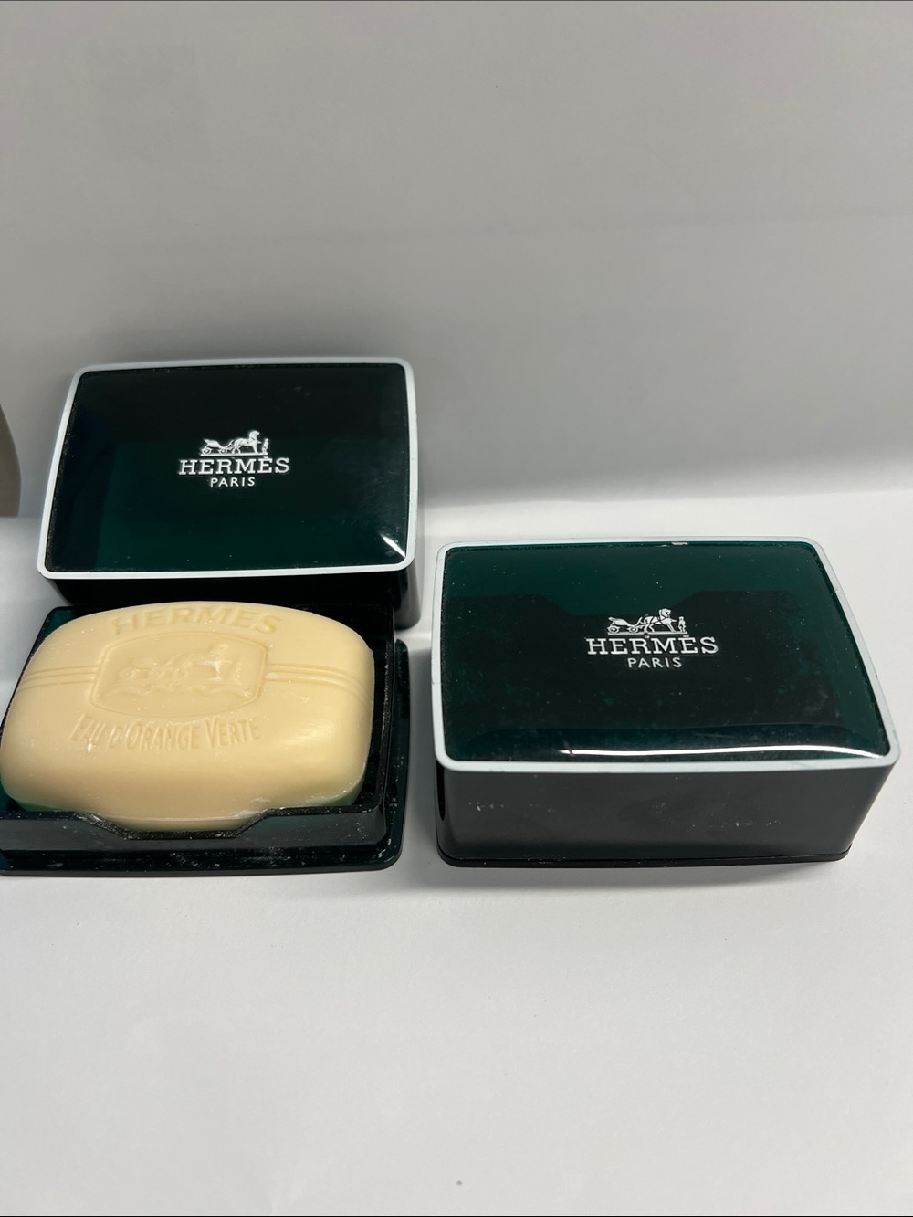 Vintage HERMES Eau d’Orange Verte Scented Soap In Lucite Box Vintage 0.8 oz